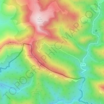 Orgarate topographic map, elevation, terrain