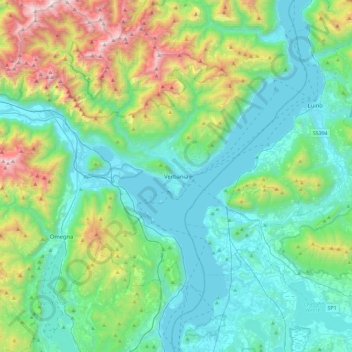 Verbania topographic map, elevation, terrain