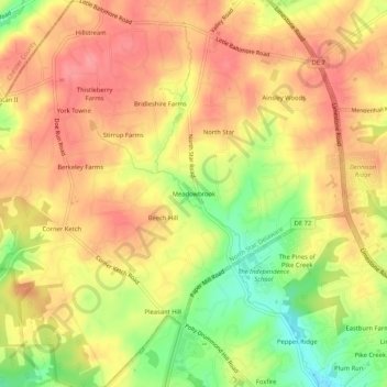 Meadowbrook topographic map, elevation, terrain