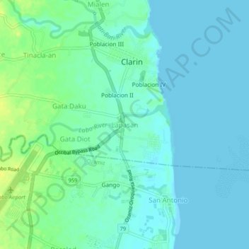 Lapasan topographic map, elevation, terrain