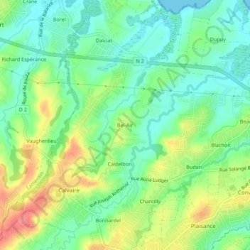 Bel-Air topographic map, elevation, terrain