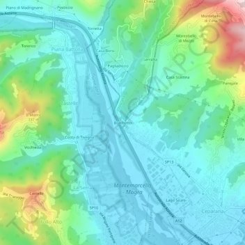 Boschetto topographic map, elevation, terrain