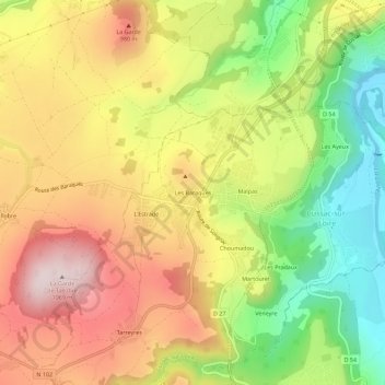 Les Baraques topographic map, elevation, terrain