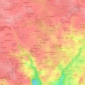 Kerangall topographic map, elevation, terrain