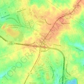 O'Bannon topographic map, elevation, terrain