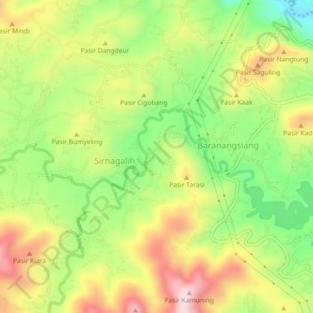 Cijambu topographic map, elevation, terrain