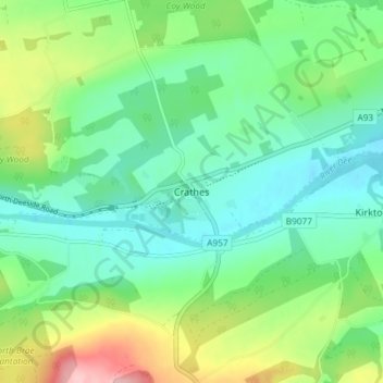 Crathes topographic map, elevation, terrain