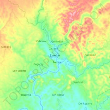 Jovellar topographic map, elevation, terrain