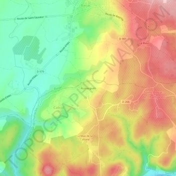 Russargues topographic map, elevation, terrain