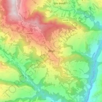 Bhimeshwar topographic map, elevation, terrain