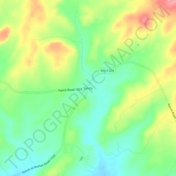 Sandy topographic map, elevation, terrain