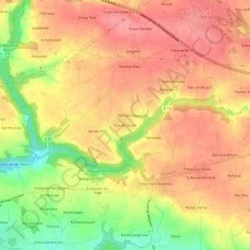 Parc Ar Gloan topographic map, elevation, terrain