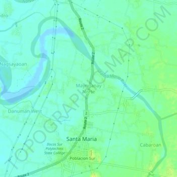 Maynganay Norte topographic map, elevation, terrain
