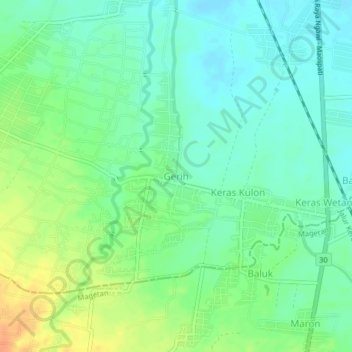Gerih topographic map, elevation, terrain