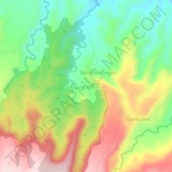 Tanjung Beringin topographic map, elevation, terrain