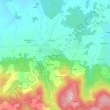Puernaud topographic map, elevation, terrain