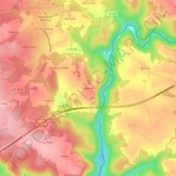 Lagarde topographic map, elevation, terrain