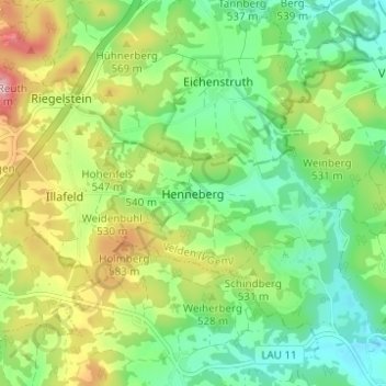 Henneberg topographic map, elevation, terrain