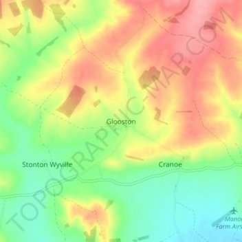 Glooston topographic map, elevation, terrain