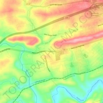 Petunia topographic map, elevation, terrain
