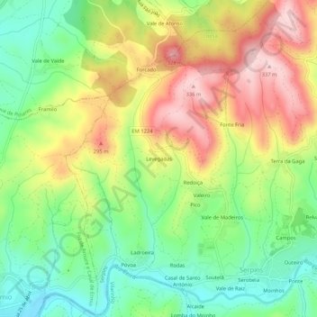 Levegadas topographic map, elevation, terrain