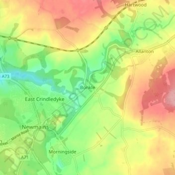 Bonkle topographic map, elevation, terrain