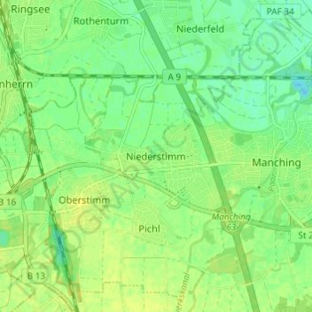 Niederstimm topographic map, elevation, terrain