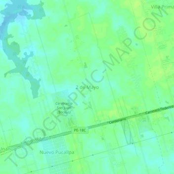 2 de Mayo topographic map, elevation, terrain