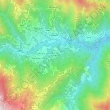 Chiaberge topographic map, elevation, terrain