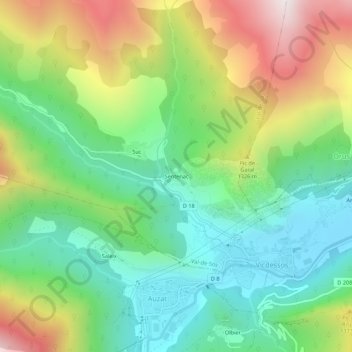 Sentenac topographic map, elevation, terrain