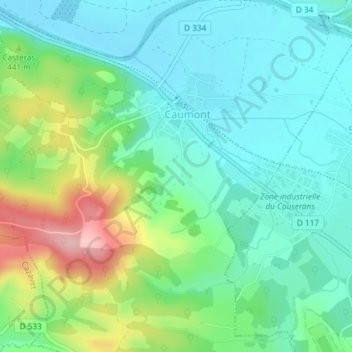 Illous topographic map, elevation, terrain