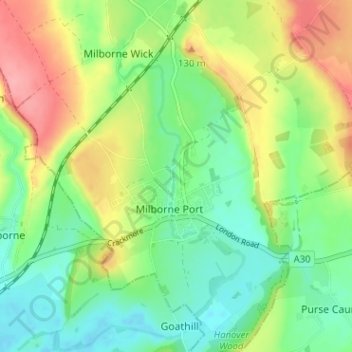 Kingsbury Regis topographic map, elevation, terrain