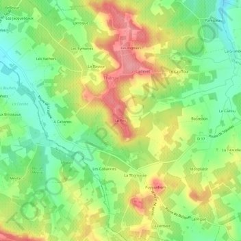 Le Pey topographic map, elevation, terrain