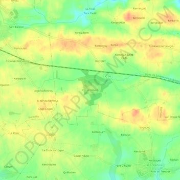 Castel Nevez topographic map, elevation, terrain