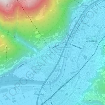 Monte Carasso topographic map, elevation, terrain