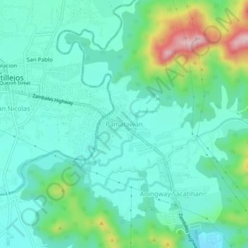 Pamatawan topographic map, elevation, terrain