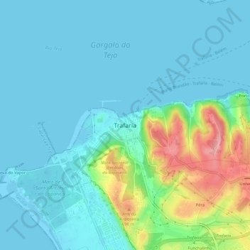 Trafaria topographic map, elevation, terrain