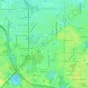Country Club Manor topographic map, elevation, terrain