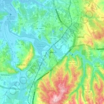 Óbidos topographic map, elevation, terrain