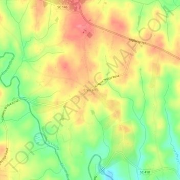 Crescent topographic map, elevation, terrain