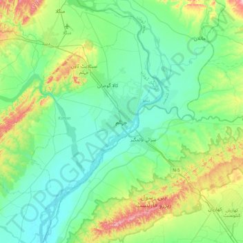 Jhelum topographic map, elevation, terrain