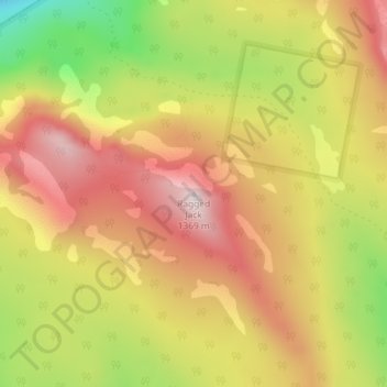 Ragged Jack topographic map, elevation, terrain