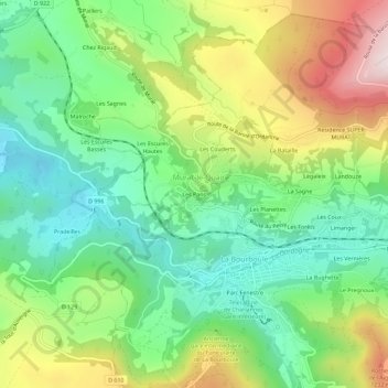 Les Pans topographic map, elevation, terrain