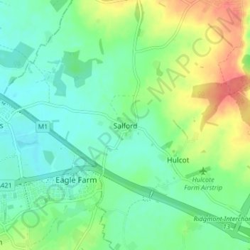 Salford topographic map, elevation, terrain