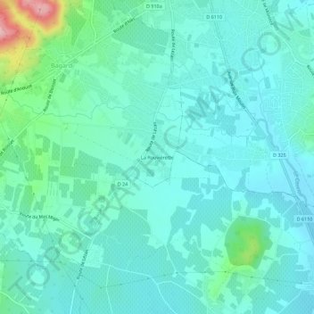 La Rouviérette topographic map, elevation, terrain