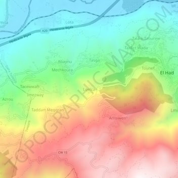 El Kalaa topographic map, elevation, terrain