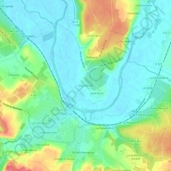 Chez Pétillon topographic map, elevation, terrain