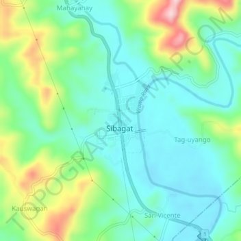 Poblacion topographic map, elevation, terrain