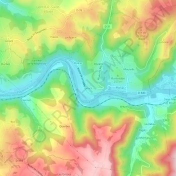 Gours topographic map, elevation, terrain