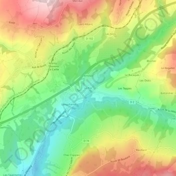 Le Plot topographic map, elevation, terrain